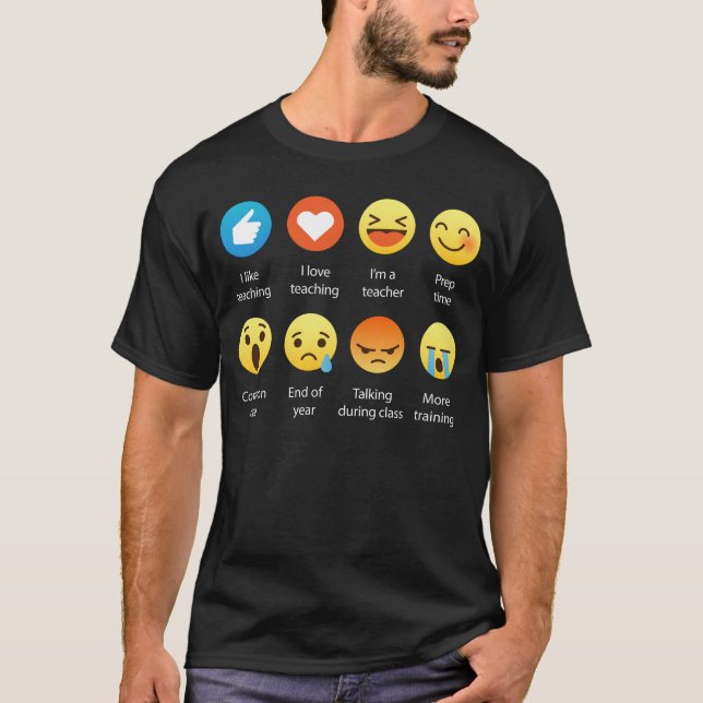 I Liebe-unterrichtender Lehrer Emoji Emoticon T-Shirt (Vorderseite)