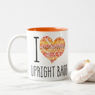I Liebe Upright Bass Orange Mandala Herz Zweifarbige Tasse