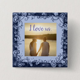 I Liebe US Foto Lila Frame Square Button