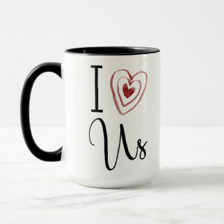 "I Liebe Us" mit Red Watercolor Heart, Typografie Tasse