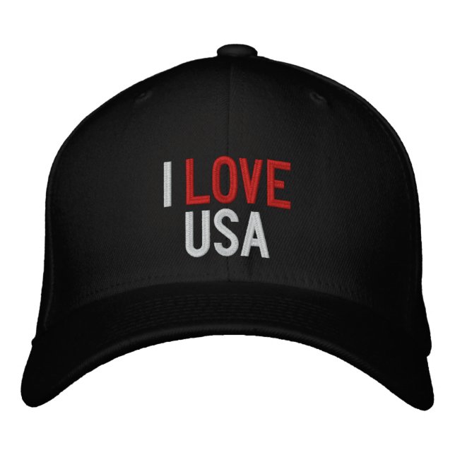 I LIEBE USA BESTICKTE KAPPE (Vorderseite)