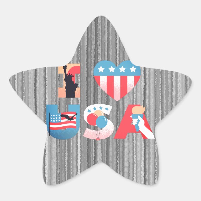 I LIEBE USA Design Stern-Aufkleber (Vorderseite)