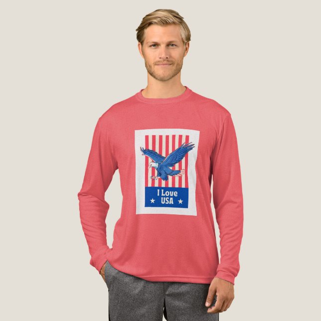 "I Liebe USA" Eagle Flag Design Tri-Blend Shirt (Volle Vorderseite)
