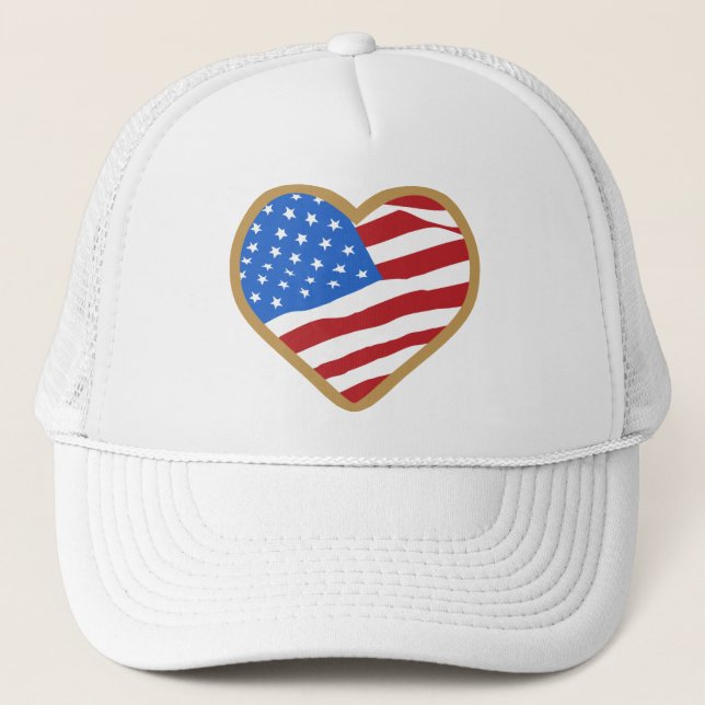 I Liebe USA Heart Trucker Hat Truckerkappe (Vorderseite)