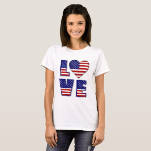I Liebe USA Hecht American Flag Zitat Frauen T-Shirt