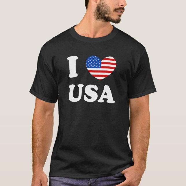I Liebe USA Ich höre US Flagge Patriotic 4. Ju T-Shirt (Vorderseite)