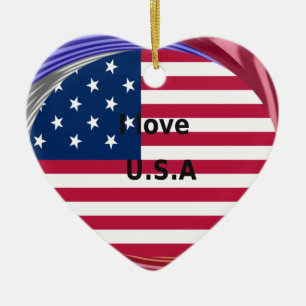 I LIEBE USA KERAMIKORNAMENT