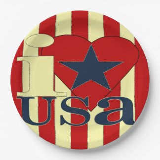 I Liebe USA Paper Plate Pappteller
