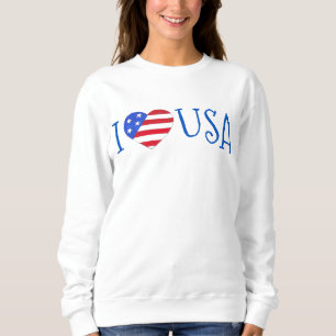 I Liebe USA Patriotic 4. Juli American Flag Heart Sweatshirt