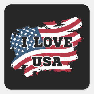 I LIEBE USA QUADRATISCHER AUFKLEBER