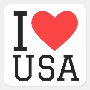I LIEBE USA QUADRATISCHER AUFKLEBER