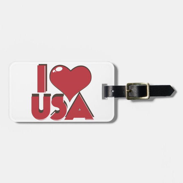 I Liebe USA Retro 80er Gepäckanhänger (Vorderseite horizontal)