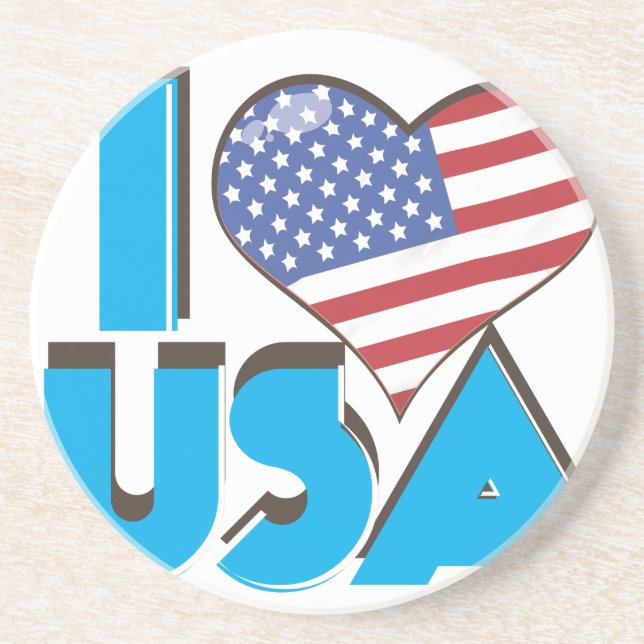 I Liebe USA Retro 80er Getränkeuntersetzer (Vorne)