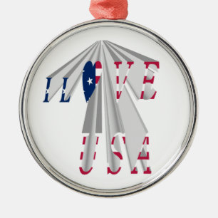I LIEBE USA SILBERNES ORNAMENT