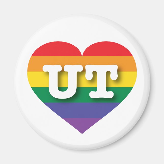I Liebe Utah Rainbow Heart Magnet (Vorne)