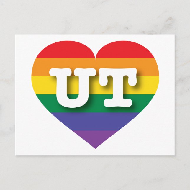 I Liebe Utah Rainbow Heart Postkarte (Vorderseite)