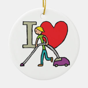 I Liebe Vacuuming Keramik Ornament