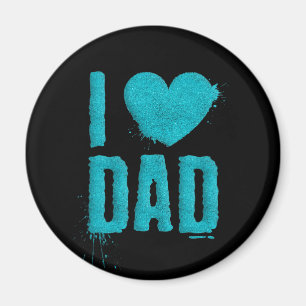 I Liebe Vater Aquamariner Glitzer Typografie   Mag Magnet