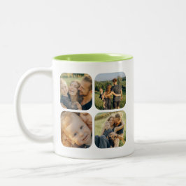 I Liebe Vater Familienfoto Collage Vatertag Zweifarbige Tasse