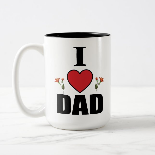 I Liebe Vater Herbst und Flourthema Geschenk Vater Zweifarbige Tasse (Links)