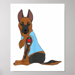 I Liebe Vater - Hund Herz Tattoo Belgische Malinoi Poster