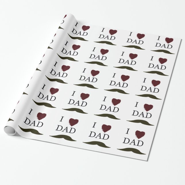 I Liebe Vater Mustache Geschenkpapier (Ungerollt)