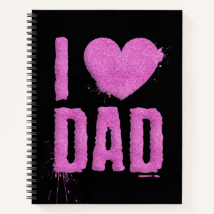 I Liebe Vater Rosa Glitzer Typografie Notebook Notizbuch