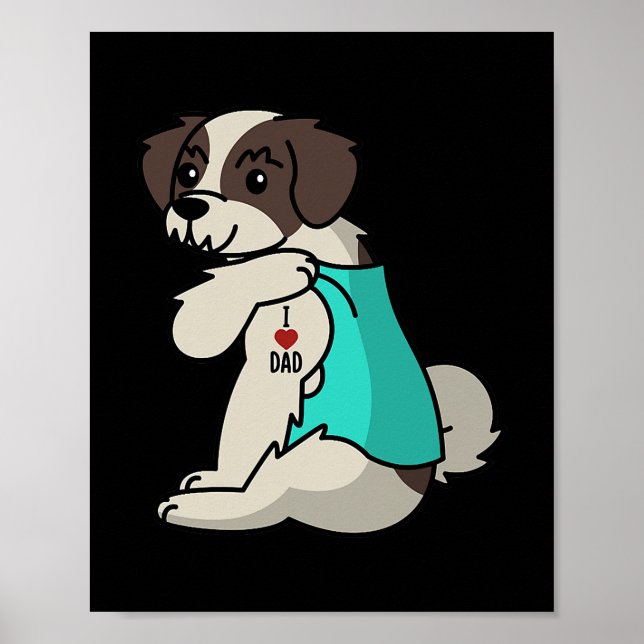 I Liebe Vater Tattoo Shih Tzu Vater Hund Poster (Vorne)