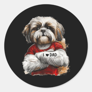 I Liebe Vater Tattoo Shih Tzu Vater Sonniger Vater Runder Aufkleber