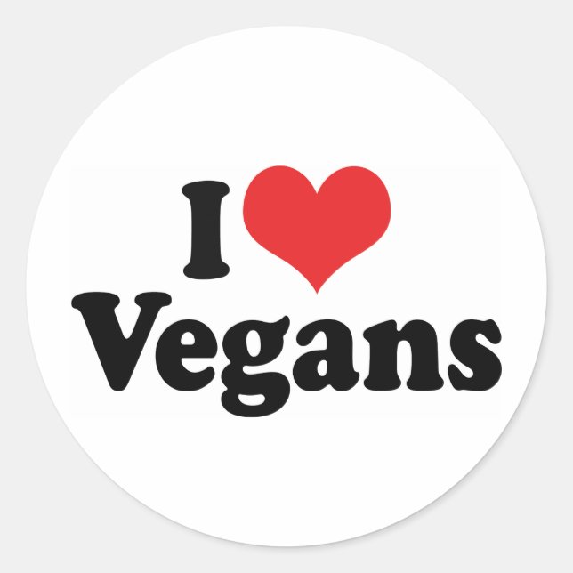 I Liebe Vegans Runder Aufkleber (Vorderseite)