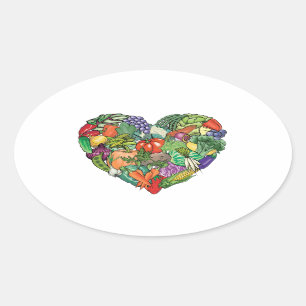 I Liebe Veggies Ovaler Aufkleber