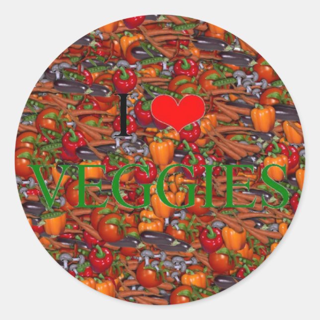 I Liebe Veggies Runder Aufkleber (Vorderseite)