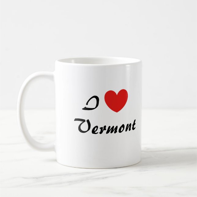 I Liebe Vermont Heart Typografy Coffee Tasse (Links)