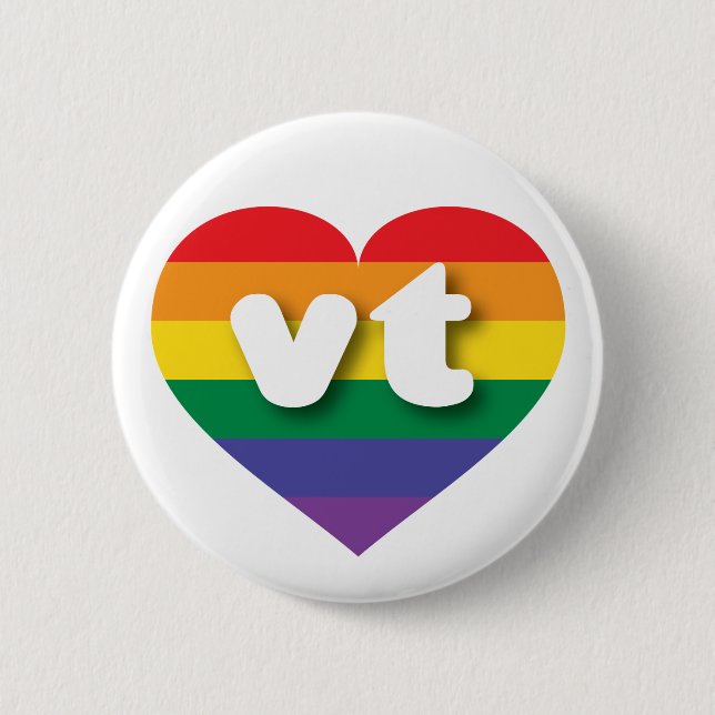 I Liebe Vermont Rainbow Heart Button (Vorderseite)