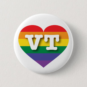 I Liebe Vermont Rainbow Heart Button