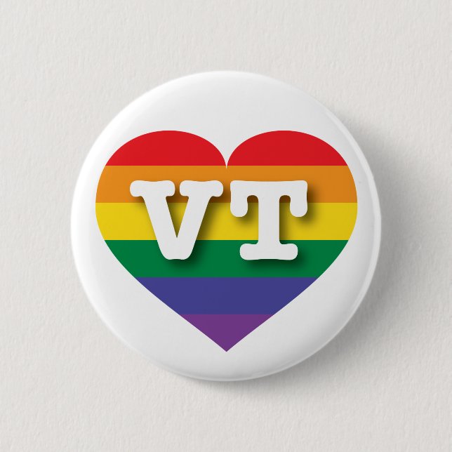 I Liebe Vermont Rainbow Heart Button (Vorderseite)