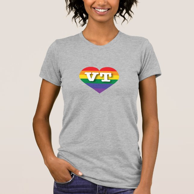 I Liebe Vermont Rainbow Heart T-Shirt (Vorderseite)