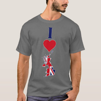 I Liebe Vertical I Heart UK Flag T-Shirt