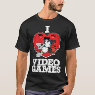 I Liebe Video Games Gamer Girl or Boy Teen Gaming T-Shirt