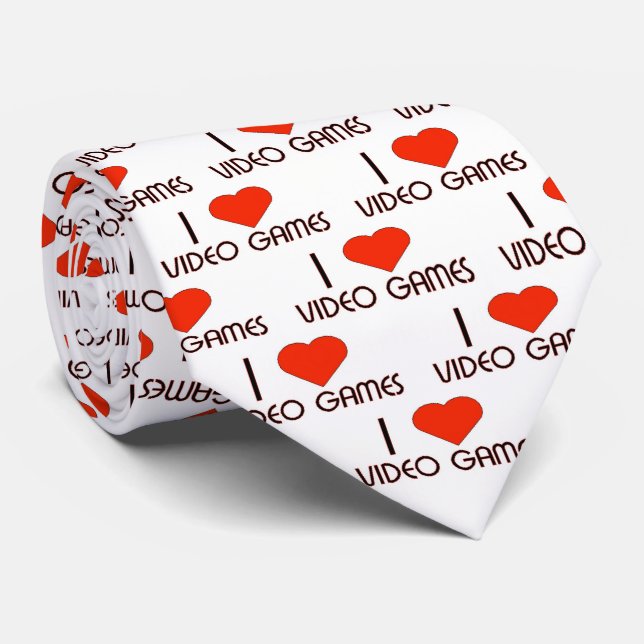 I Liebe Video Games Krawatte (Gerollt)