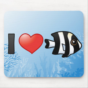 I Liebe Vier Streifen Damselfish Mousepad