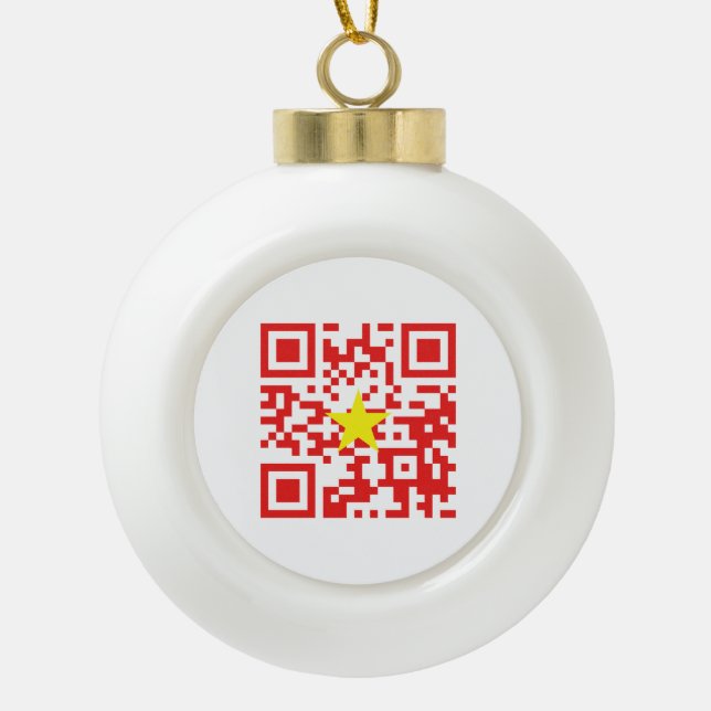 I Liebe Vietnam (Tôi Yêu Viraflot Nam) Flaggencode Keramik Kugel-Ornament (Vorderseite)