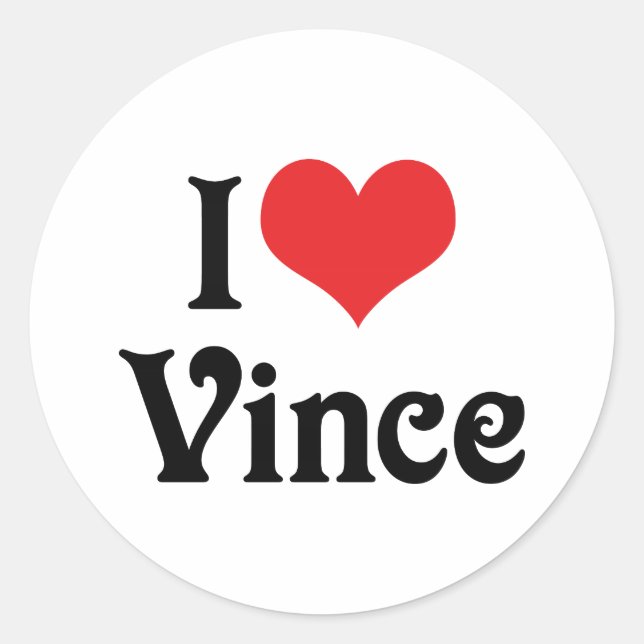 I Liebe Vince Runder Aufkleber (Vorderseite)