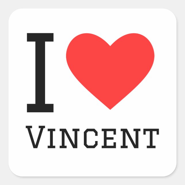 I Liebe Vincent Quadratischer Aufkleber (Vorderseite)
