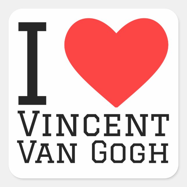 i Liebe Vincent Van Gogh Quadratischer Aufkleber (Vorderseite)