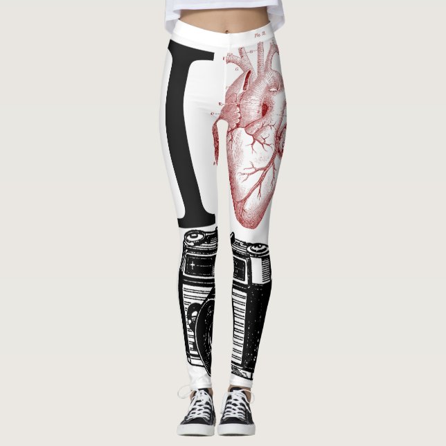 I Liebe Vintag Camera Fotografy Leggings (Vorderseite)