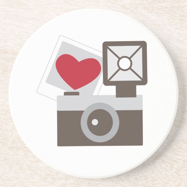 I Liebe-Vintage Kamera Sandstein Untersetzer (Vorne)
