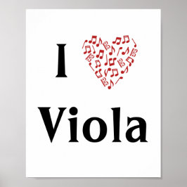 I Liebe Viola Alto Clef Rotes Herz Musiknoten Poster