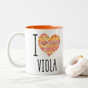 I Liebe Viola Orange Mandala Herz Zweifarbige Tasse