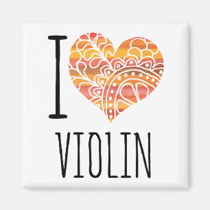 I Liebe Violin Orange Mandala Herz Magnet